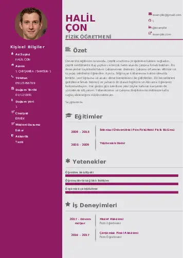 Fizik Öğretmeni CV Örnekleri cv indir